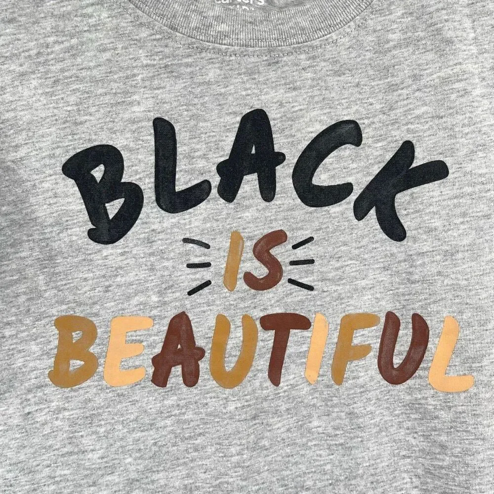 Carter’s Kids Black Is Beautiful Graphic Tee Size 5 Gray Short Sleeve T-Shirt